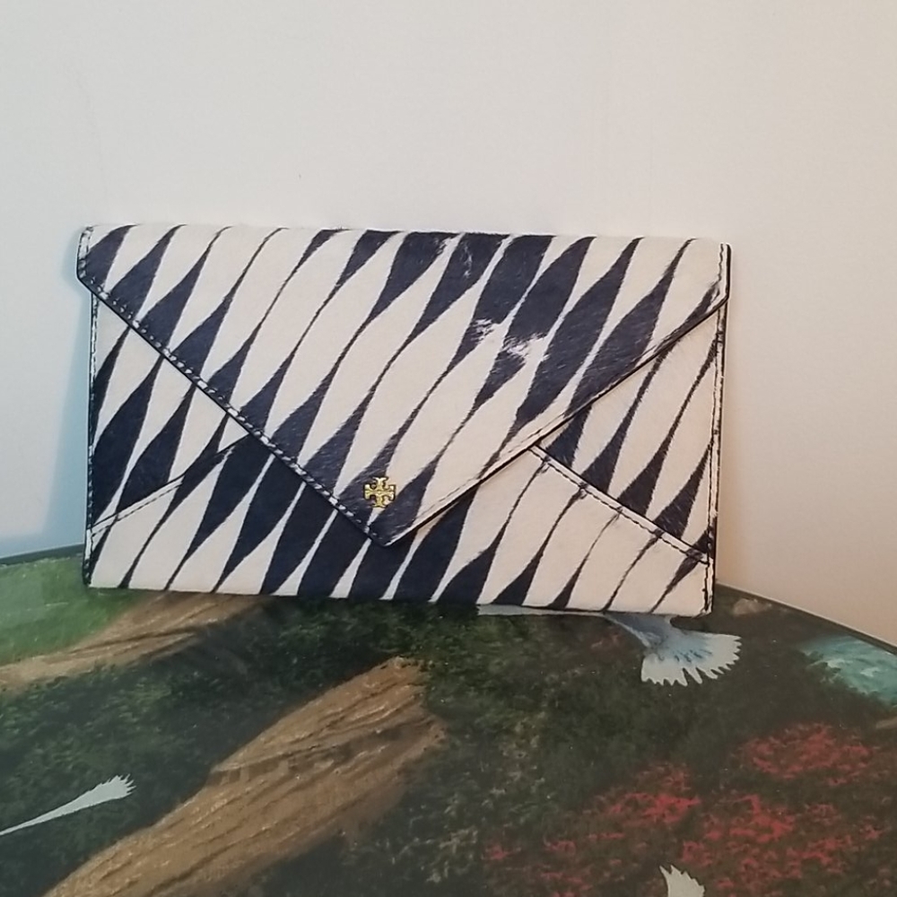 Tory Burch Calf Hair flat style envelope wallet